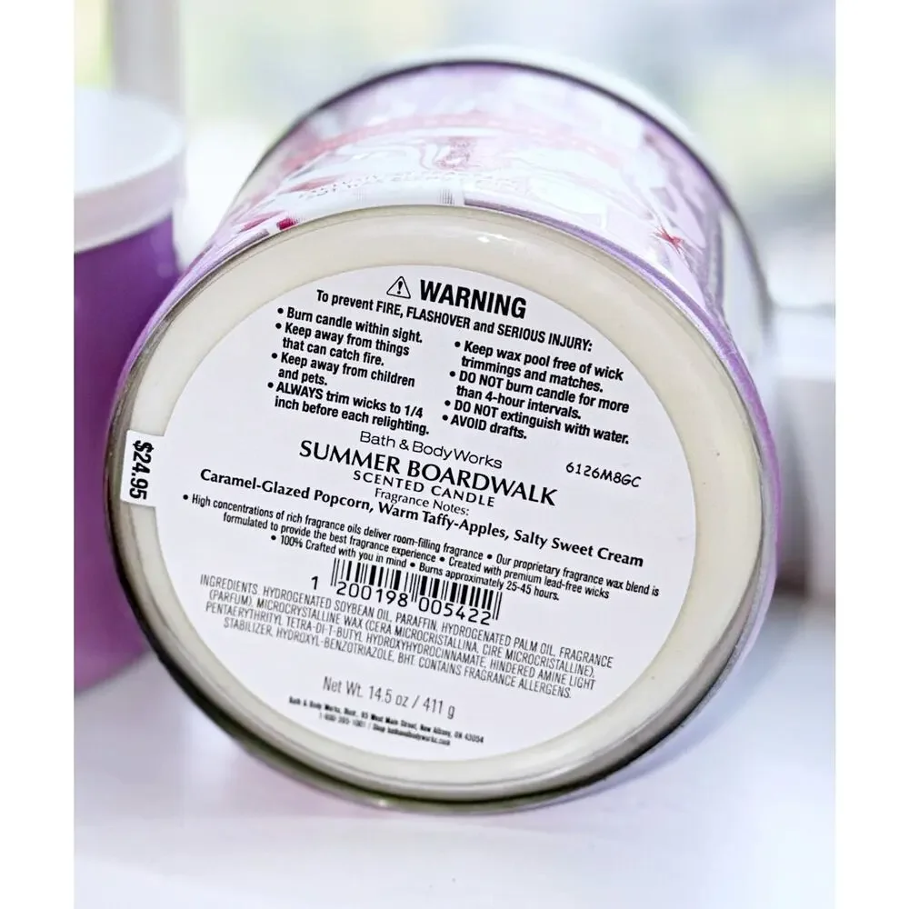 Lot of 2 Bath & Body Works Summer Boardwalk Large 3-Wick Candle 14.5oz